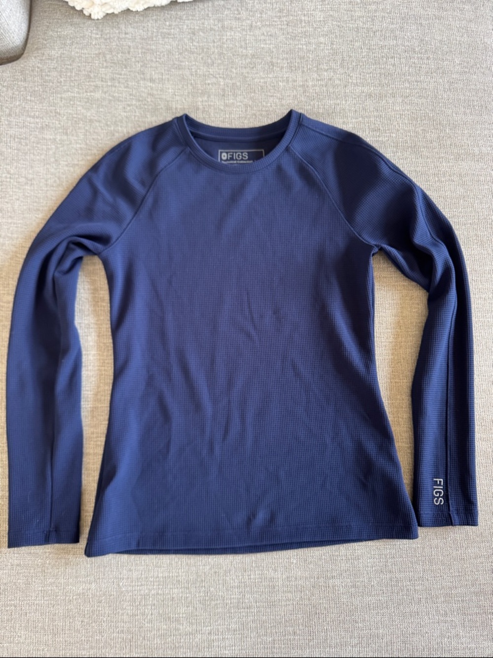 FIGS Navy Waffle-Knit Long Sleeve Underscrub